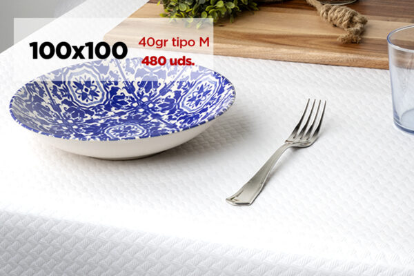 P10040M Mantel 100x100 Blanco 40gr-480und
