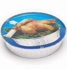 Envase Circular aluminio para pollo+ tapa 1400cc