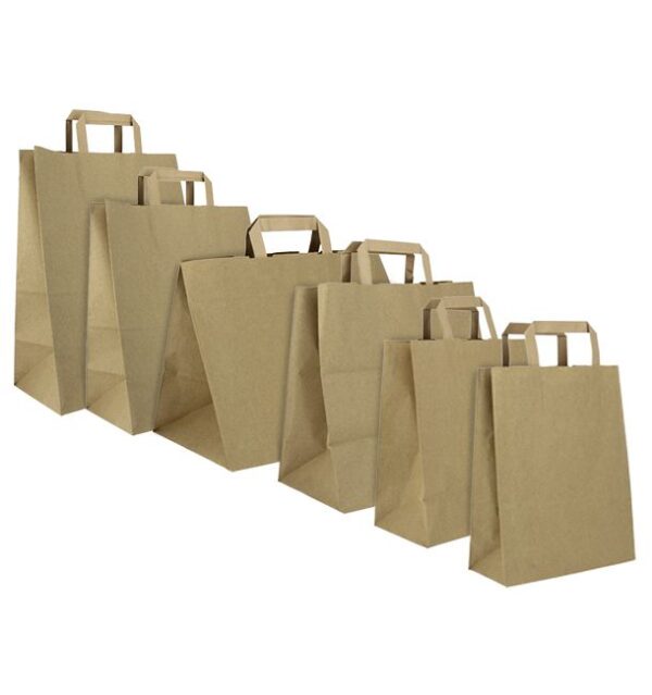 Bolsas de Papel Asa Plana Kraft 80g_m² 22+10x28cm (250 Uds) Bolsas Kraft Asa plana (26+20X28cm) 250und